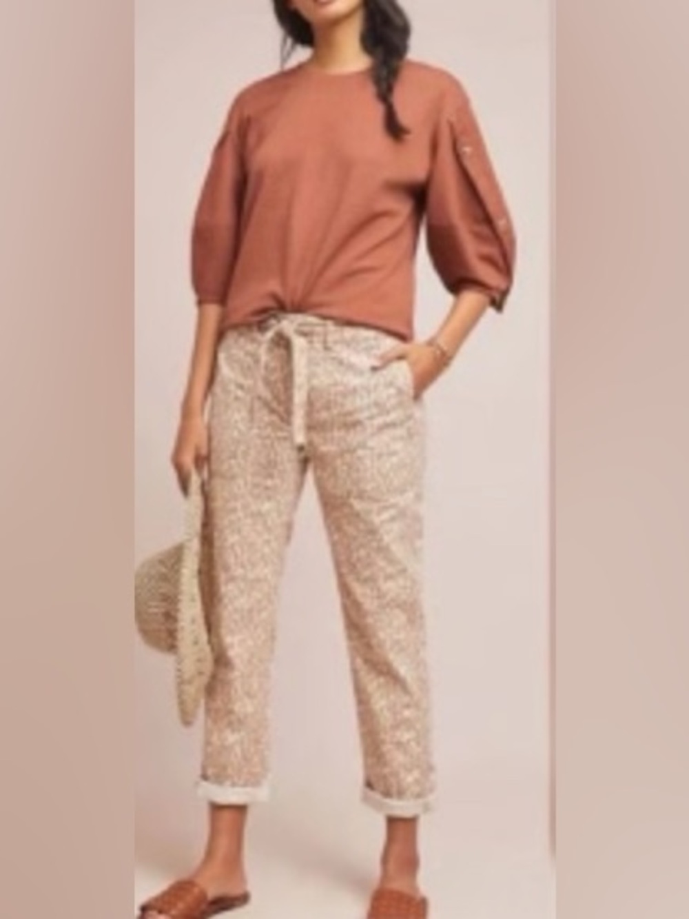 By Anthropologie Neutral The Wanderer Leopard-Print Straight-Leg Pant.